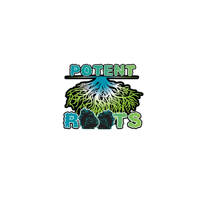 Potent Roots Cosign co-branded mylar bag
